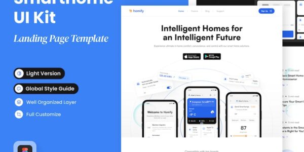 Banner image of Premium Homify Smart Home App Landing Page  Free Download