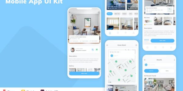 Banner image of Premium Property Rental Mobile App UI Kit  Free Download