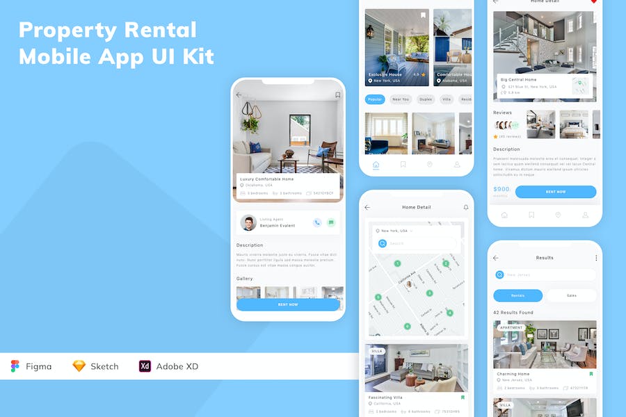 Banner image of Premium Property Rental Mobile App UI Kit  Free Download