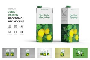 Banner image of Premium Tetra Pack Fruit Juice Carton Mockup  Free Download