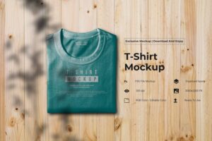 Banner image of Premium T-Shirt Mockup with Wooden Baground  Free Download