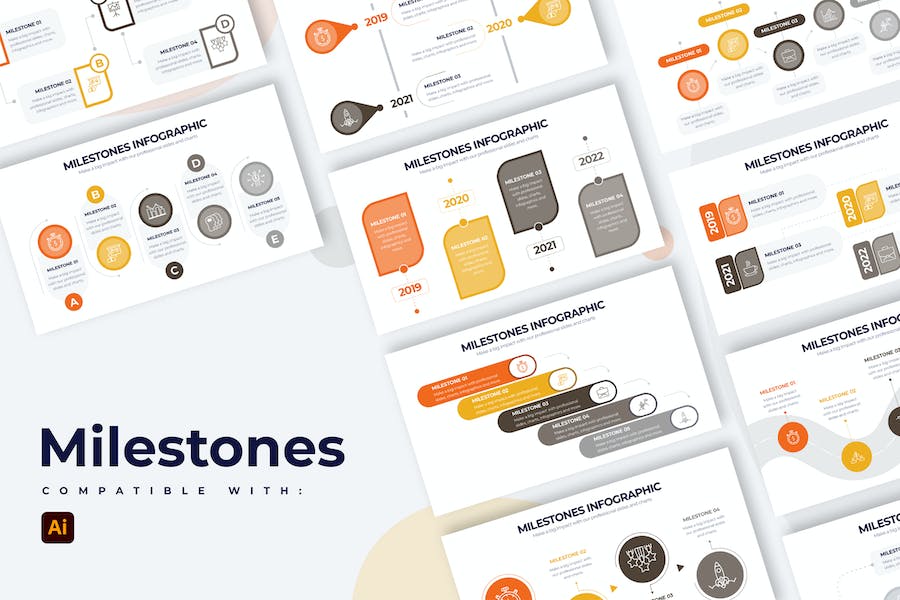 Banner image of Premium Business Milestone Illustrator Infographics  Free Download