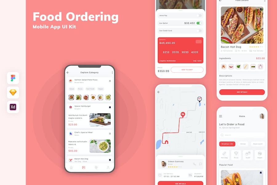 Banner image of Premium Food Ordering Mobile App UI Kit  Free Download
