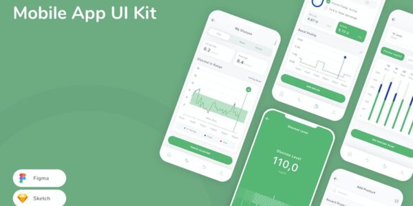 Banner image of Premium Insulin Tracker Mobile App UI Kit  Free Download