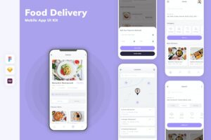 Banner image of Premium Food Delivery Mobile App UI Kit  Free Download