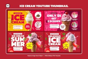 Banner image of Premium Ice Cream Summer Youtube Thumbnail  Free Download