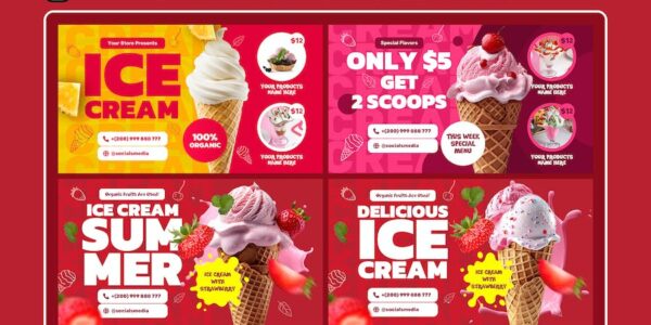 Banner image of Premium Ice Cream Summer Youtube Thumbnail  Free Download