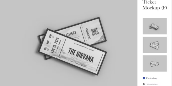 Premium Cinema Ticket Mockup Free Download