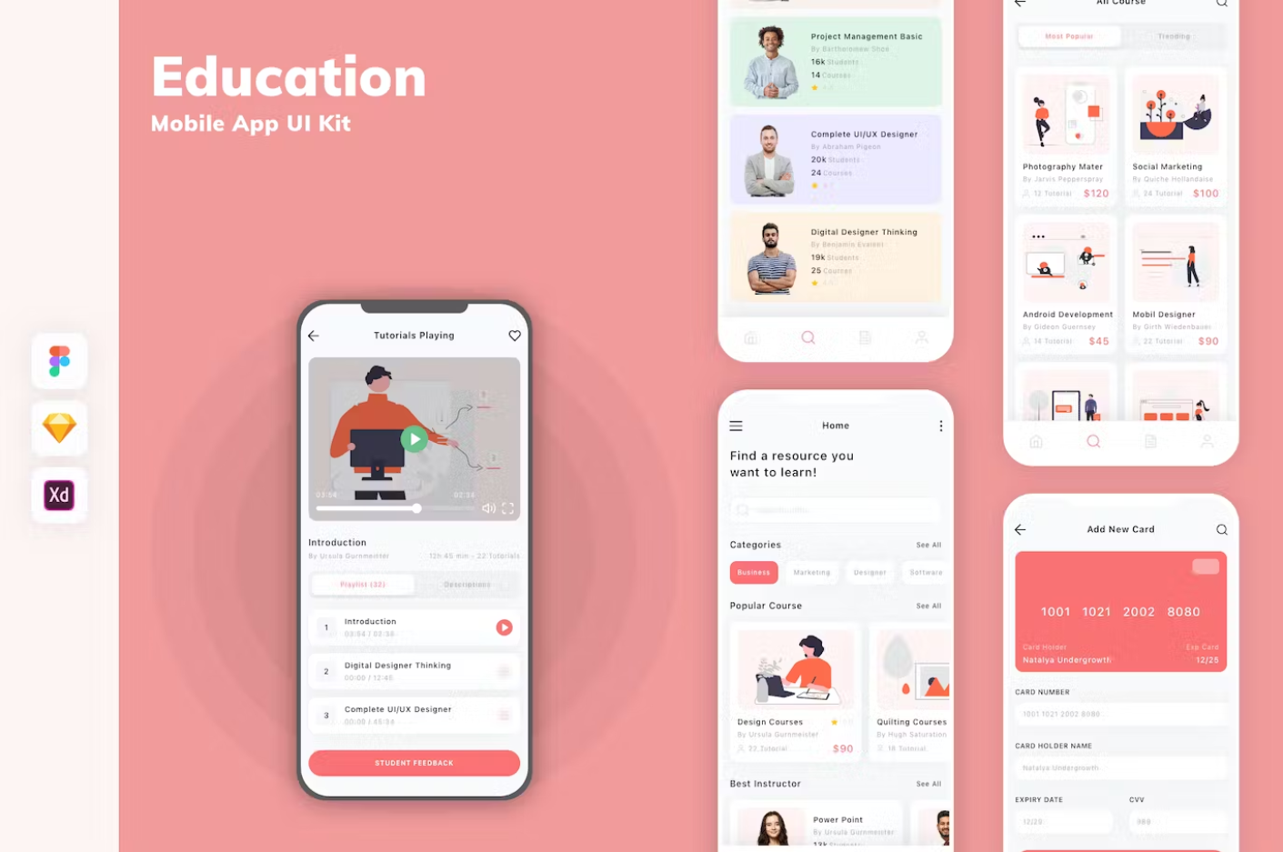 Premium Education Mobile App UI Kit Free Download