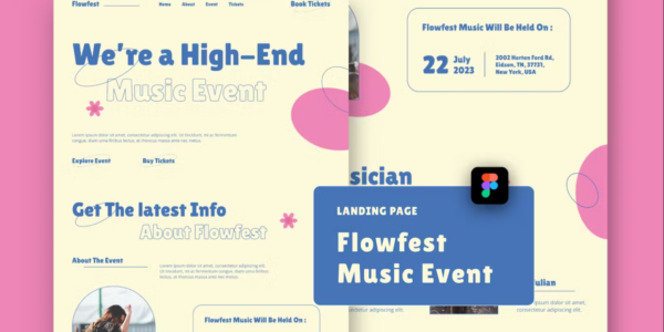 Premium Flowfest Pop Pink Music Event Landing Page Free Download