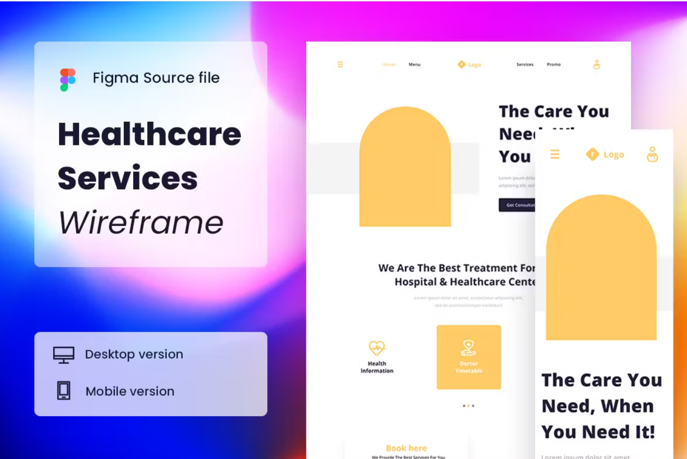 Premium Healthcare Services Wireframe Website Free Download