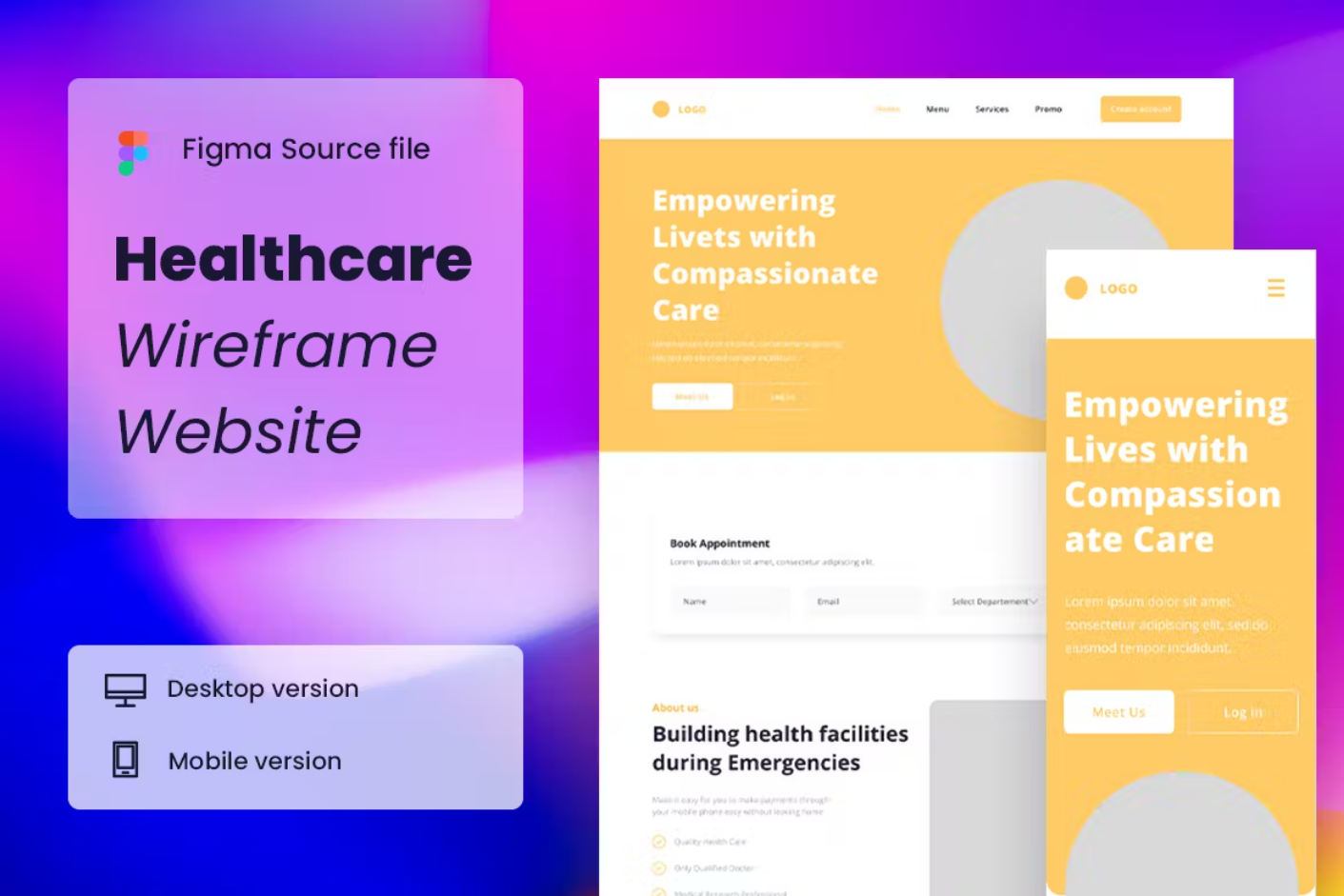 Premium Healthcare Wireframe Website Free Download