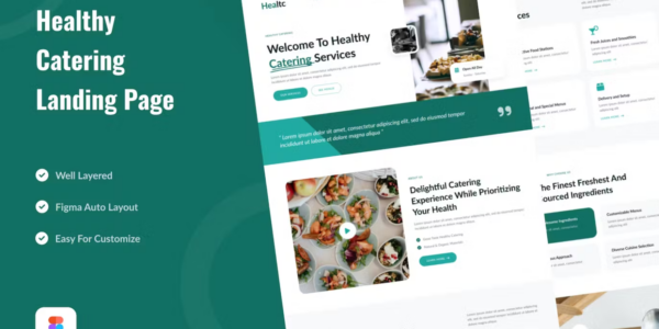 Premium Healthy Catering Landing Page Website Design Free Download