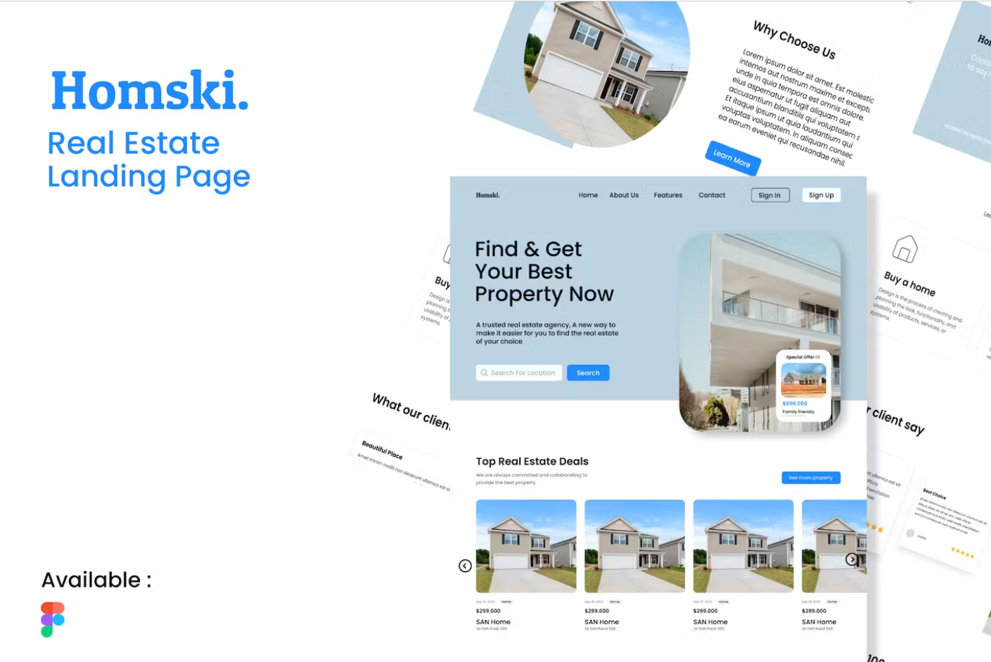 Premium Homski Real Estate Landing Page Free Download
