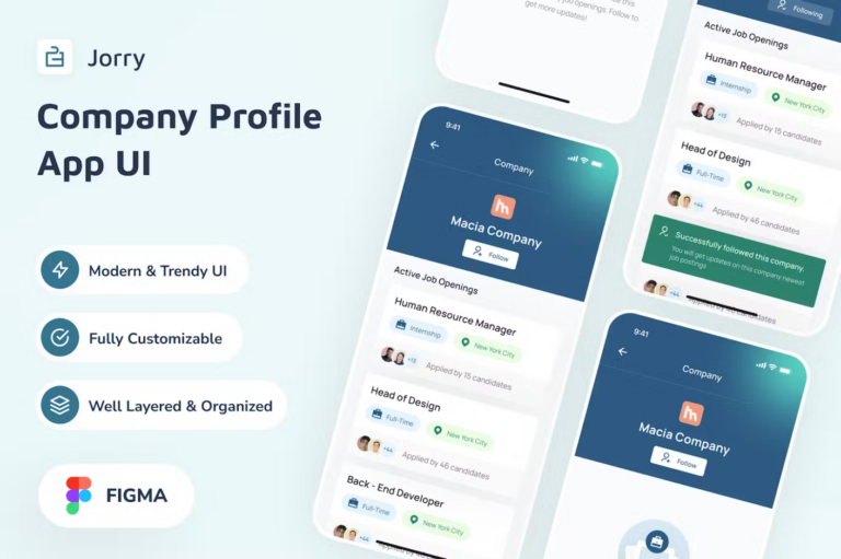 Premium Jorry Company Profile Detail App UI Free Download