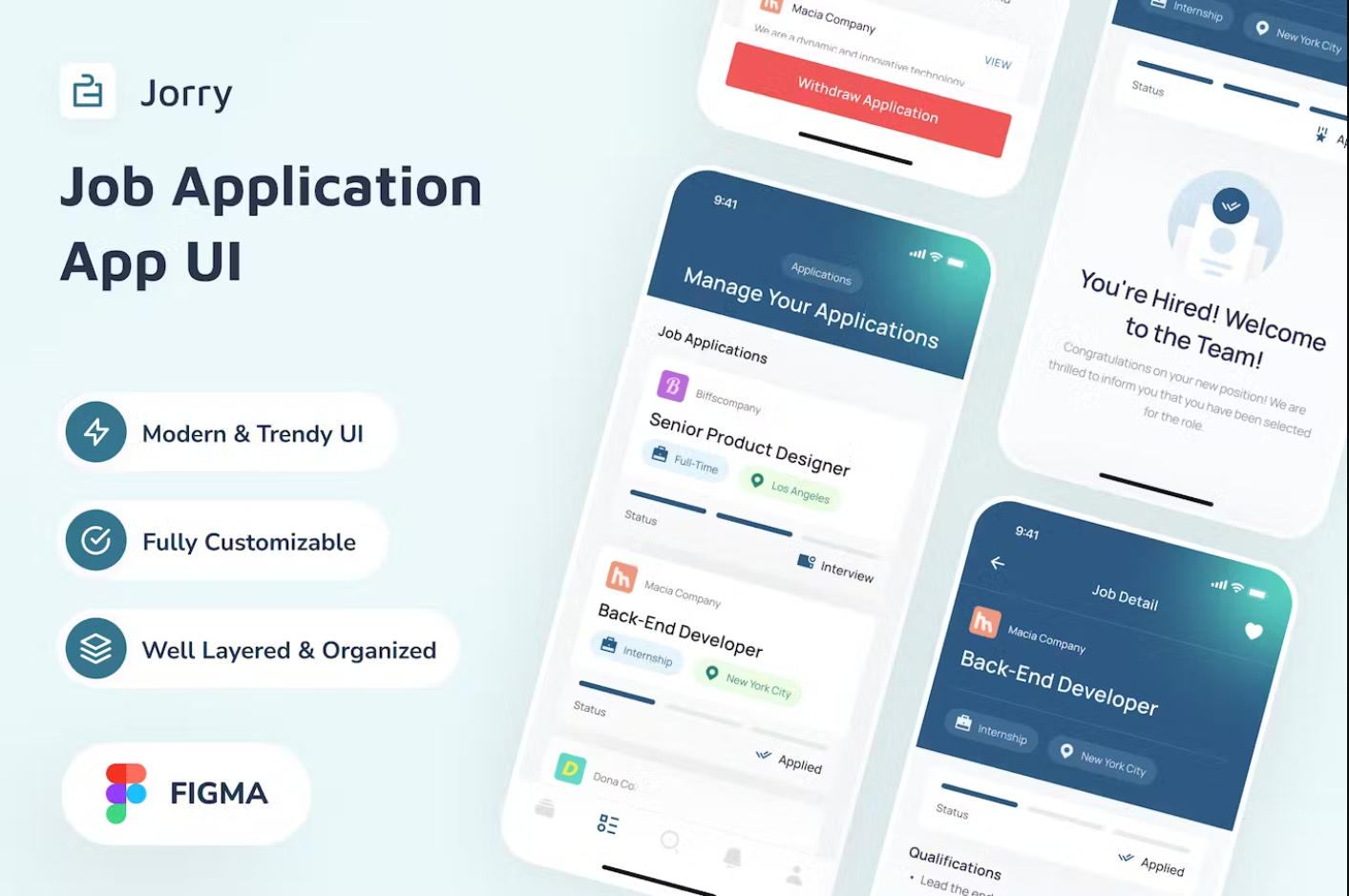 Premium Jorry Job Application App UI Free Download