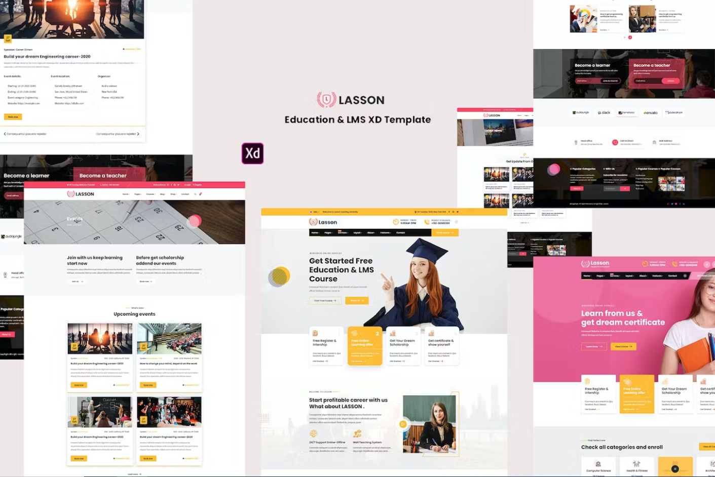 Premium Lasson Education and LMS XD Template Free Download