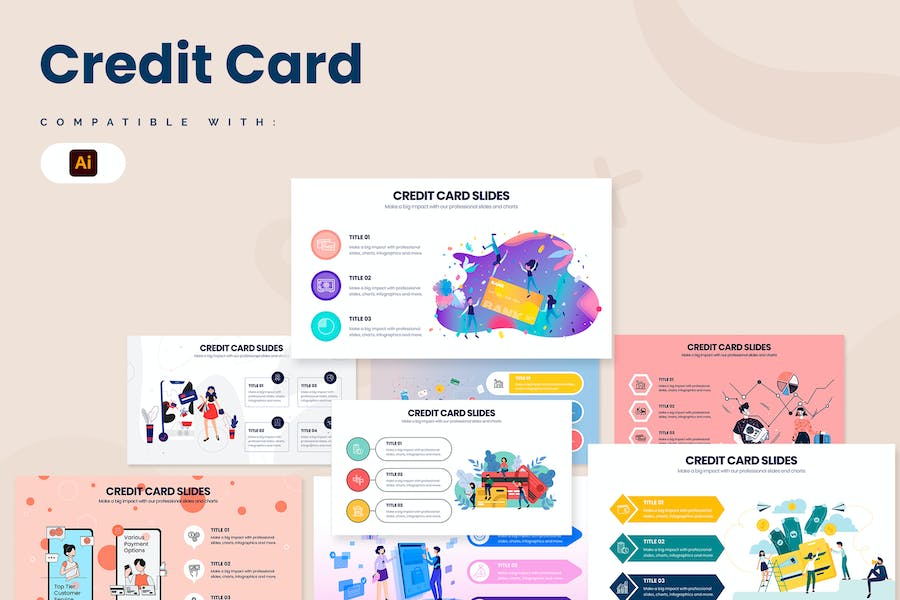 Banner image of Premium Business Credit Card Illustrator Infographics  Free Download