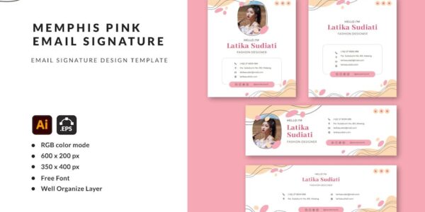 Banner image of Premium Memphis Pink Email Signature  Free Download