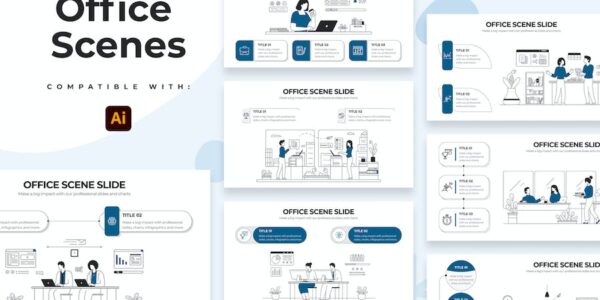 Banner image of Premium Business Office Scenes Illustrator Infographics  Free Download
