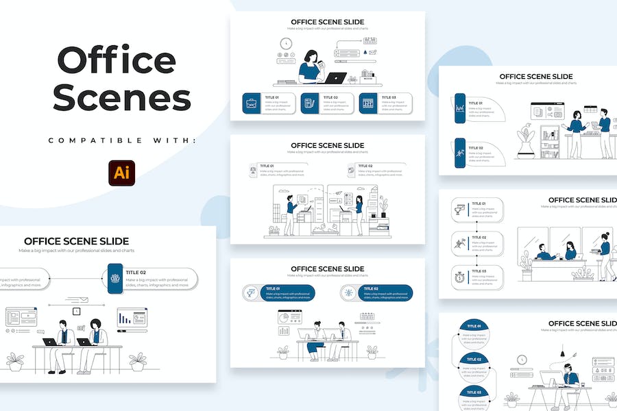 Banner image of Premium Business Office Scenes Illustrator Infographics  Free Download