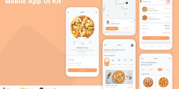 Banner image of Premium Food Delivery Mobile App UI Kit  Free Download