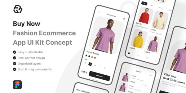 Banner image of Premium Buy Now Fashion Ecommerce App UI Kit  Free Download