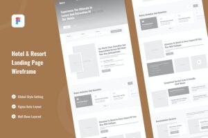 Banner image of Premium Hotel Resort Landing Page Website Wireframe  Free Download