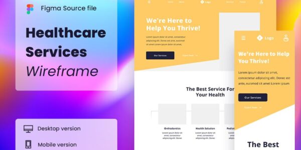Banner image of Premium Healthcare Services Wireframe Website Template  Free Download