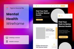 Banner image of Premium Mental Health Wireframe Website  Free Download