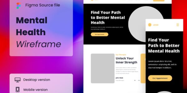 Banner image of Premium Mental Health Wireframe Website  Free Download