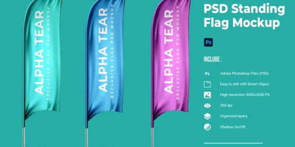 Banner image of Premium PSD Standing Flag Mockup  Free Download