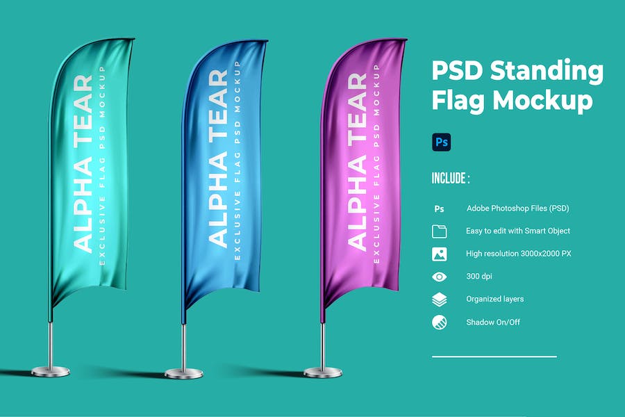 Banner image of Premium PSD Standing Flag Mockup  Free Download