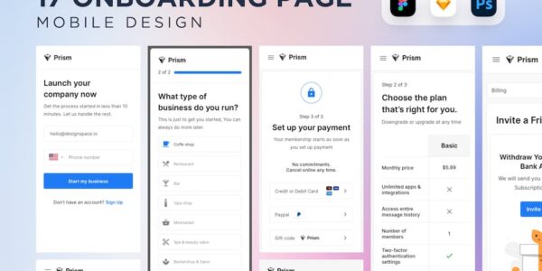 Banner image of Premium 17 Onboarding Pages for Mobile App UI Design  Free Download