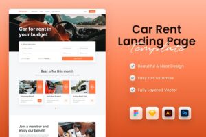 Banner image of Premium  Car Rental Landing Page Template   Free Download