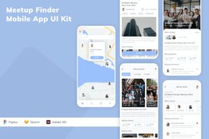 Banner image of Premium Meetup Finder Mobile App UI Kit  Free Download