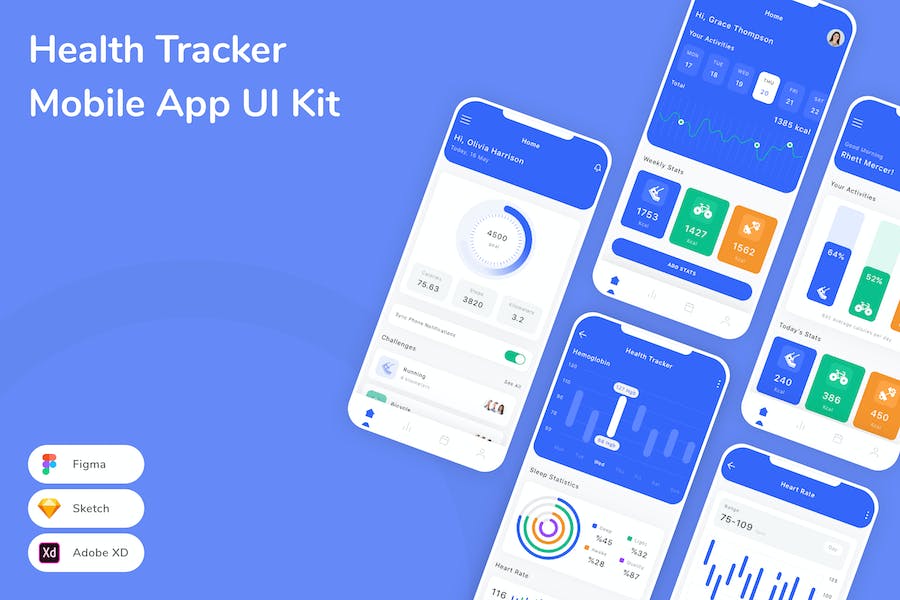 Banner image of Premium Health Tracker Mobile App UI Kit  Free Download