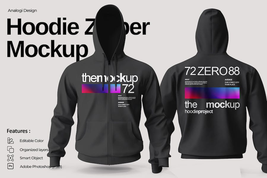 Banner image of Premium Hoodie Zipper Mockup  Free Download