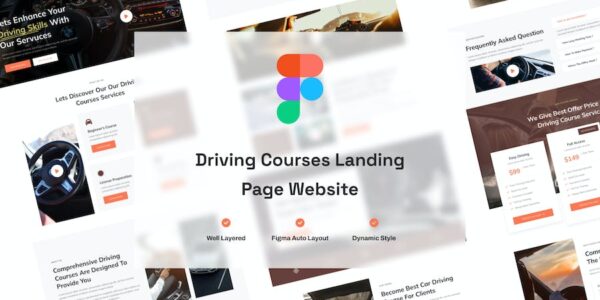 Banner image of Premium Driving Courses Landing Page Website Design  Free Download