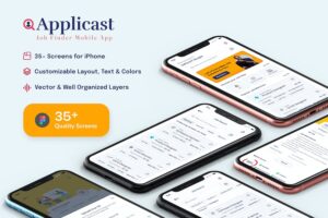 Banner image of Premium Applicast Job Finder Mobile App UI Kit  Free Download