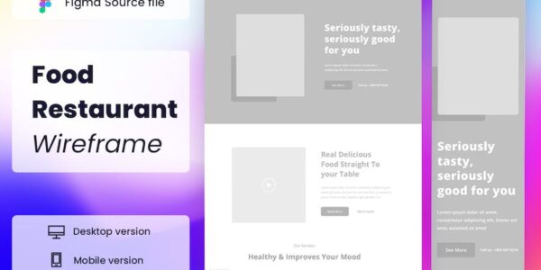 Banner image of Premium Food Restaurant Wireframe Website  Free Download