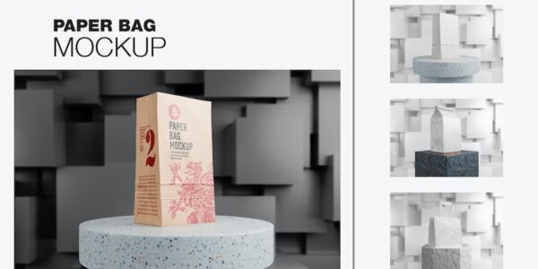 Banner image of Premium Set of Kraft Paper Bags Scene Mockup  Free Download