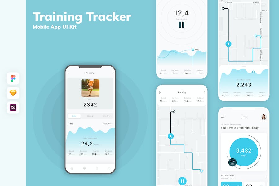 Banner image of Premium Training Tracker Mobile App UI Kit  Free Download