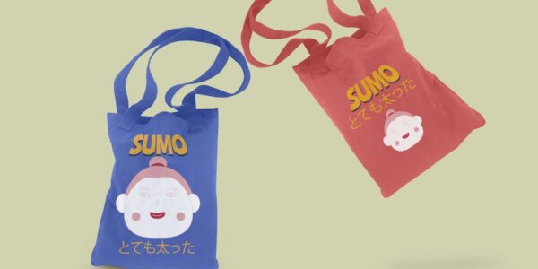 Banner image of Premium Floating Red Sumo Tote Bag Mockup  Free Download