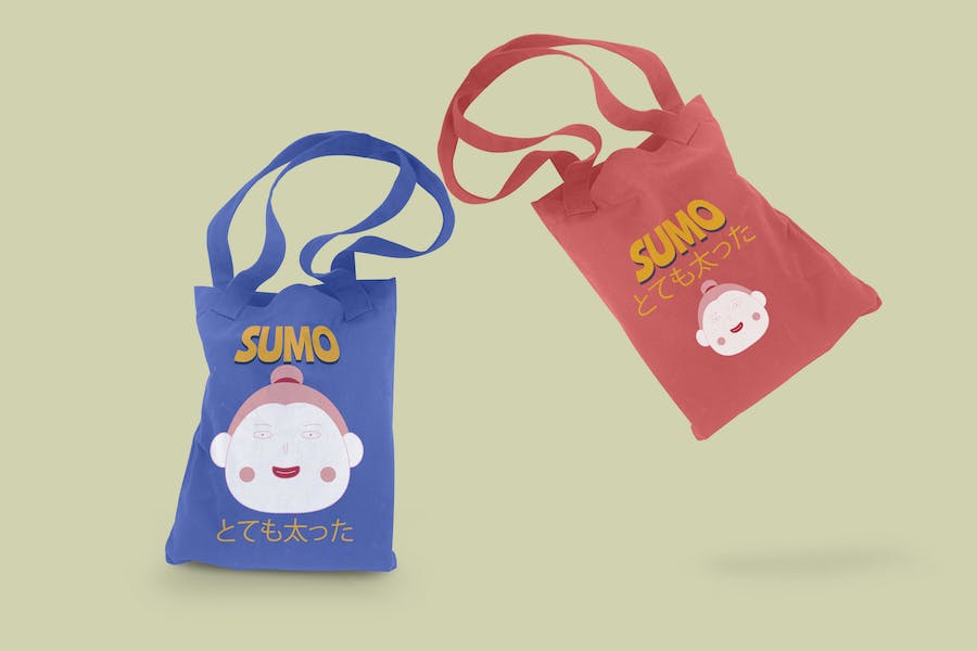 Banner image of Premium Floating Red Sumo Tote Bag Mockup  Free Download