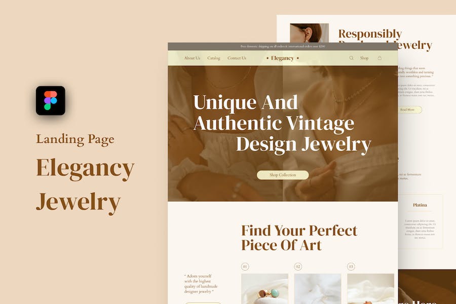 Banner image of Premium Elegancy Aesthetic Jewelry Landing Page  Free Download