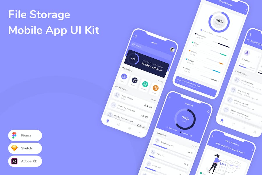 Banner image of Premium File Storage Mobile App UI Kit  Free Download