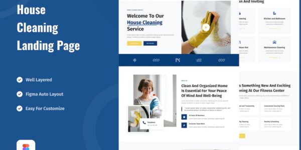 Banner image of Premium House Cleaning Service Landing Page Website Design  Free Download