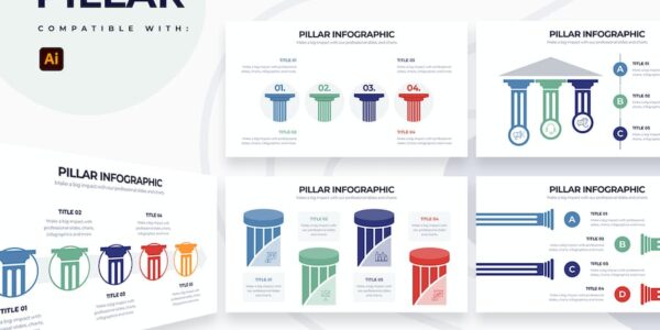 Banner image of Premium Business Pillar Illustrator Infographics  Free Download