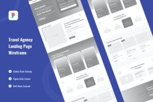 Banner image of Premium Travel Agency Landing Page Website Wireframe  Free Download